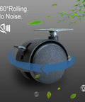 Close-up of 2 inch swivel plate caster wheel with lock, showing 360° rolling feature and metal top plate.