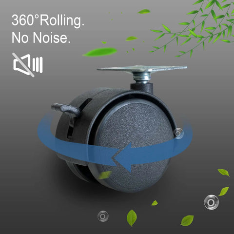 Close-up of 2 inch swivel plate caster wheel with lock, showing 360° rolling feature and metal top plate.