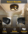 Dope Matte Black Industrial Flush Mount Ceiling Light Fixture With E26 Base in hallway, anti-corrosive matte black finish.