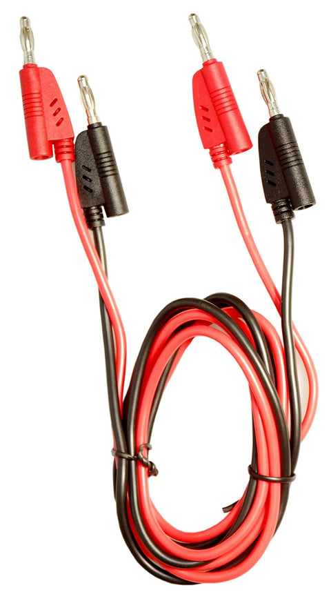 Red and black stacking banana plug leads from 54 Piece Automotive Connector Test Kit with Beefed-Up Silver Finish and Rugged Case