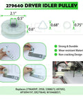 Master Grade Dryer Repair Kit Compatible With Whirlpool And Kenmore Featuring Solid Drum Rollers Idler Pulleys And Heavy Duty Drive Belt Zero Sweat Diy Setup image of 279640 idler pulley with dimensions and installation guide.
