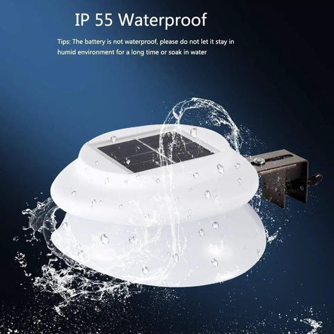 6 Pack Upgraded Solar Gutter Lights Outdoor With 9 LED, IP55 Waterproof, Larger Solar Panels in water splash demonstration