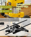 Rock Solid Router Edge Guide Replacement Knockout Precision Control Fits DeWalt Dwp611 And Ryobi Re180Pl1g, black metal guide with rods.