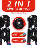 Cinch And Remove Dual Function Pex Crimp Tool With Ratchet Pex Pipe Crimper showing crimping and clamping features