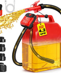 No Nonsense Portable Fuel Transfer Pump With Auto Stop And Quick Wand For Gasoline And Diesel Plug And Play Electric Pump With 51 Inch Hose and adapters pouring fuel.