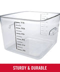 Space Saving Square 12 Quart Clear Food Storage Container For Kitchen Meal Prep And Sous Vide No Lid Durable Polycarbonate Break Resistant Build And Easy Clean See Through Design
