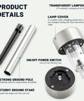 16 Pack Solar Lights Outdoor Waterproof Stainless Steel LED Garden Lights showing parts and details including lamp cover and switch.