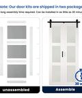 72 Inch By 84 Inch Bifold Barn Door With Frosted Glass Hardware Kit Included Pre Drilled Holes No Fuss Easy Assembly