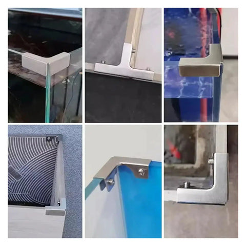 Stainless Steel Cabinet Shelf Clips Two Piece Glass Clamp Kit for display fish bowl holder tile panel fixing