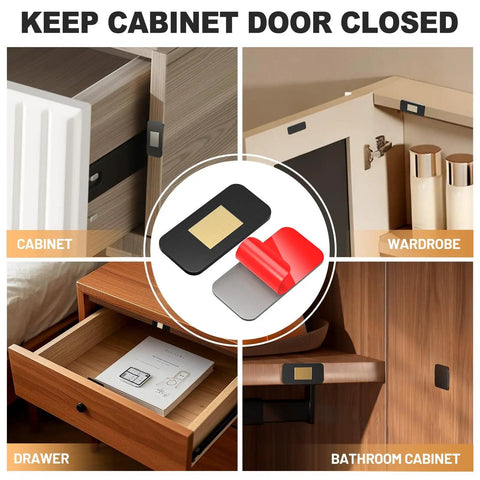 Six Pack No Drill Invisible Magnetic Cabinet Catches Stainless Steel With Heavy Duty Adhesive for various cabinets installation