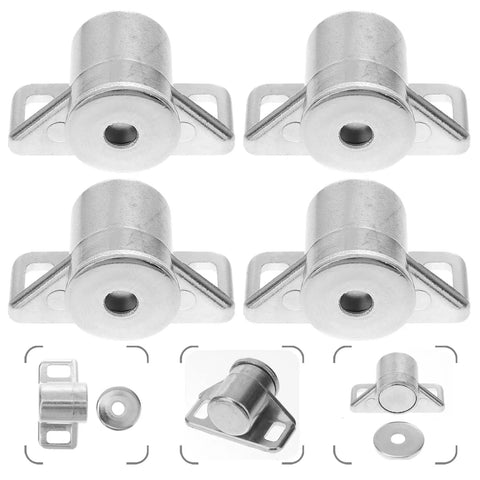 4 Pack Magnetic Cabinet Door Catches Heavy Duty Push Latch for Closets Wardrobes Cupboards Furniture Doors Silver Durable