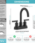 Diagram of 4 Inch Centerset Bathroom Faucet With Two Handles, No Leak Modern Black Lavatory Vanity Faucet