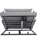 Electric Power Lifting Bed Back Rest rear view showing gray upholstery, mechanism and frame supporting up to 661 pounds.