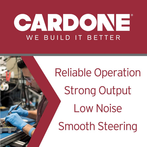 Worker inspecting a remanufactured power steering gear with brand new seals and rigorous hydraulic testing for smooth handling.