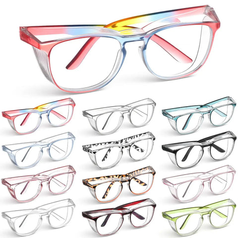 12 Pack Anti Fog Safety Glasses Goggles Protective Eyewear Clear Lenses With Scratch Resistant Frames in multiple colors