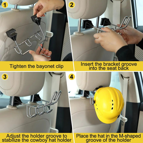 Hard Hat Holder And Gear Organizer For Truck Or Car With Three Lower Hooks For Jackets Tool Bags Headphones And Totes Patent Pending Silver Finish Durable Steel Mount