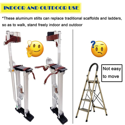 Aluminum Drywall Stilts 24 To 40 Inch Height Adjustable Tool Stilts and ladder for indoor outdoor use comparison image