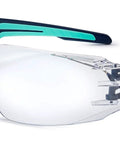 Silex Safety Glasses With Anti Scratch Anti Fog Coating Black Blue Frame Clear Lenses Ultra Wraparound Flex 160 Degree Temples