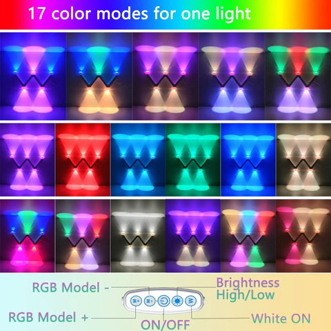Color display of Dope RGB Wall Light With 17 Color Modes And Breathing Flicker Effects, showing 17 vivid light settings