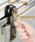 Slick Operation Pocket Door Wrench Kit Featuring A Solid Three Eighth Inch Pivot Adjustment Spanner For Quick Roller Fixes And No Sweat Room Divider Repairs That Run Like Butter, hand using wrench on roller.