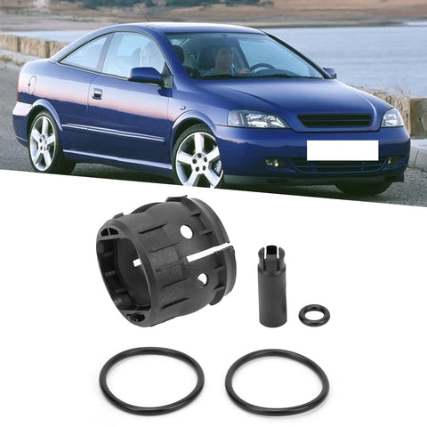 Gear Shift Stick Repair Bushing Kit for Manual Transmissions 1998 to 2013 with ABS Material in front of blue car