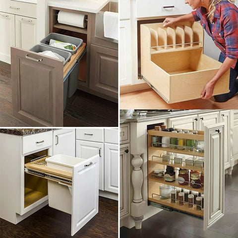 Cabinet storage solutions using 10 Pair Soft Close Drawer Slides 22 Inch Heavy Duty Side Mount Ball Bearing 3-Section Full Extension 100 Lb Capacity For Cabinets Silver Durable Quiet Operation For Kitchen And Bathroom.