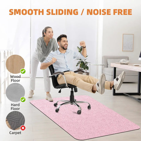 Non Slip Office Chair Mat For Hardwood Floors 48 By 36 Inches Large Pink Floor Protector Thick Heavy Duty Recyclable Gliding Desk Mat For Computer Rolling Chairs in office setting