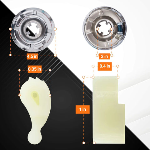 Washer repair kit with clutch assembly, motor coupling, and four agitator dogs for Whirlpool/Kenmore washers.