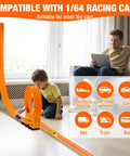 Child playing with Flexible Roll Up Race Track for Kids Outdoor Toys Portable DIY Race Car Track Lets 1 64th Diecast Cars Race Anywhere