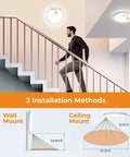Motion Sensor LED Ceiling Light Flush Mount 8.7 Inch With 3000K 4000K 5000K Switchable Color Temperature illustration of installation
