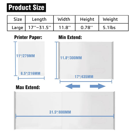 Adjustable Heavy Duty Metal Tension Closet Shelf Organizer Expandable Locker Shelf dimensions and extension range diagram