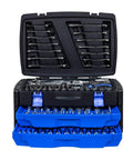 Durable Hand Tool Box With 266 Piece Universal Tool Set For Home And Garage, open with visible tools in sturdy blue case