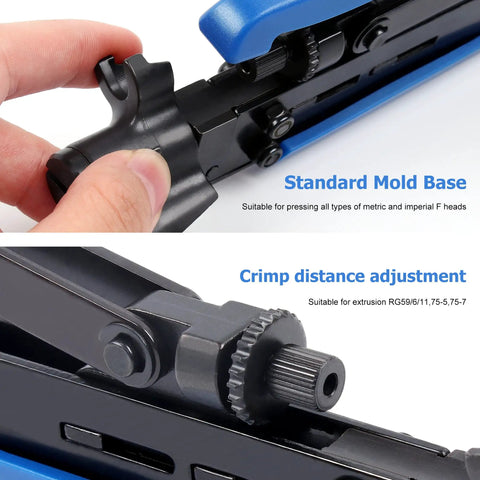 Pro Grade Coaxial Compression Tool Kit With Rock Solid Rg6 Rg59 Rg11 F Connector Crimping Pliers And Quick Stripper For No Sweat Tv Cable Installations At Home Or Job Site