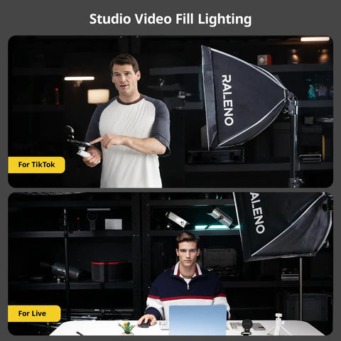 Compact 16x16 Softbox Lighting Kit With LED Bulb for TikTok and Video setup in home studio for streaming.