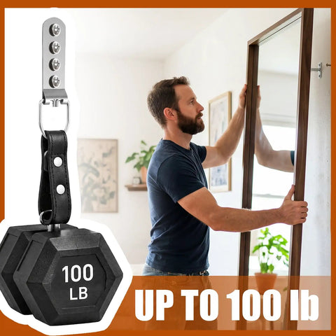 Heavy Duty Picture Hanging Hooks Set 12 Pcs D Ring Wall Hangers for Frames Mirrors and Canvas Art Stainless Steel Bulk Hardware Includes 48 Screws and Bubble Level for Easy Gallery Wall Mounting, up to 100 lb