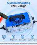 High Voltage 58 Point 4V 18Amp Lithium Ion Battery Charger For Golf Carts And Trolling Motors with aluminum IP65 shell design.