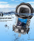 Underwater Housing For Insta360 X3 Waterproof Case Up To 50M 164FT With Dome Lens in water, showcasing rugged design and features.