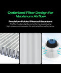 Detail of Falcon AP1 Mini Smoke Purifier filters showing pleated HEPA and activated carbon structure for laser engravers