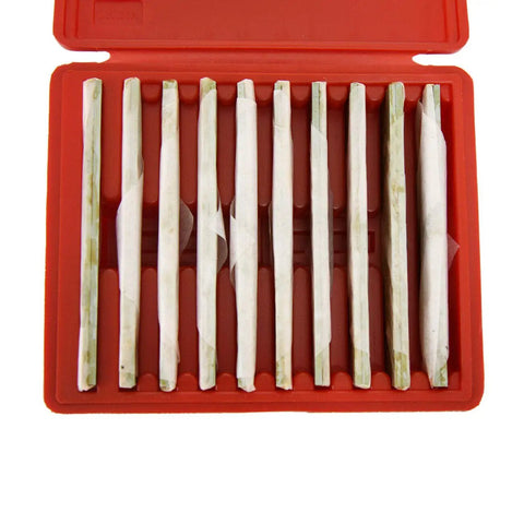 Pro Grade Ten Pairs Precision Parallel Set One Eighth Inch Thick Hardened Alloy Steel Six Inch Long With Two Holes Each Delivers Ultra Tight Parallelism Down To Two Ten Thousandths Of An Inch Includes Heights From Half Inch To One Five Eighths Inch