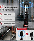 Brushless 21V Electric Hydraulic Press Tool With 60KN Force For Copper Pipe Crimping, showcasing 360° rotating head for tight spaces.