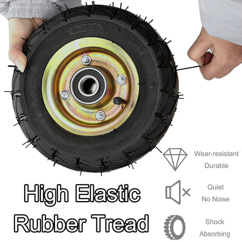 Heavy Duty Rubber Caster Wheels 8 Or 10 Inch Shock Absorbing Pneumatic Tires silent swivel caster with high elastic rubber tread.