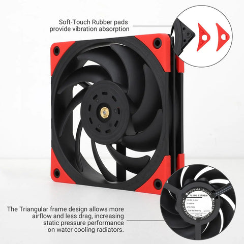 TL-B12 Extrem 120mm CPU Fan Cooler With 3150RPM High Speed PWM, featuring triangular frame and rubber pads for vibration absorption.