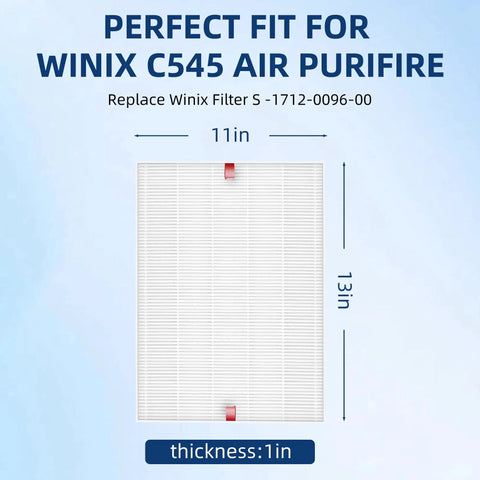 C545 Replacement Filter S For Air Purifier Fits 1712-0096-00 11x13x1 inch dimensions