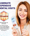 Pro Grade At Home Dental Tools Kit With Plaque Remover held by person, showcasing the stainless steel mirror, scraper, and scaler.