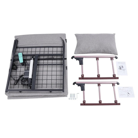 Heavy Duty Electric Lifting Bed Backrest With Guardrail, 2-80 Degree Adjustable Recline Support For Seniors And Patients, Gray, parts included for assembly