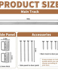 Diagram showing product size for Heavy Duty Door Security Bar With Brackets Kit For Front Door, including screws and brackets.
