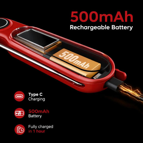 Close-up of 500mAh battery in Ultra Fast Digital Meat Thermometer For BBQ USB C Rechargeable Kitchen Thermometer VA LCD Display