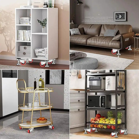 Heavy Duty Two Inch Leveling Plate Caster Wheels With Adjustable Anti Vibration Pads For Furniture on various furniture types.