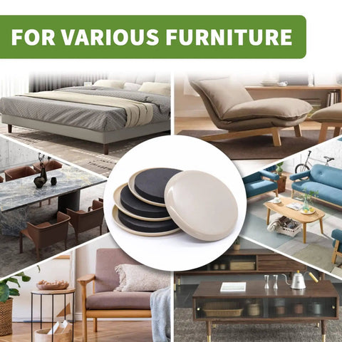 Carpet Furniture Sliders 8 Pack 3 And A Half Inch Move Heavy Furniture Effortlessly One Person Setup Protect Your Floors Sofa Couch Legs And Tables No Scratches Easy Glide On Thick Carpets And Rugs product image with various furniture examples