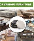 Heavy Duty Furniture Sliders 16 Pack Three And A Half Inch Combo for Hardwood and Carpet Floors shown with various furniture types.